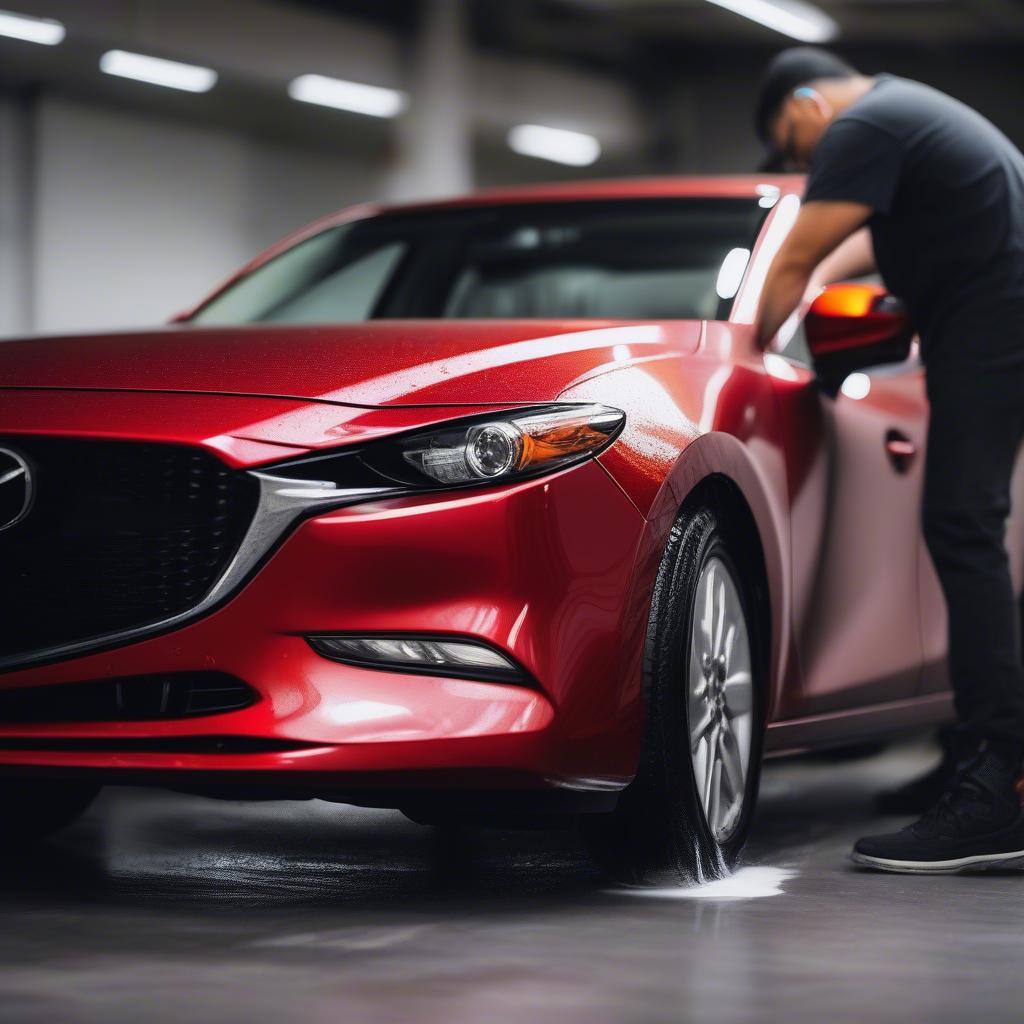 Chăm sóc Mazda 3 màu đỏ mận