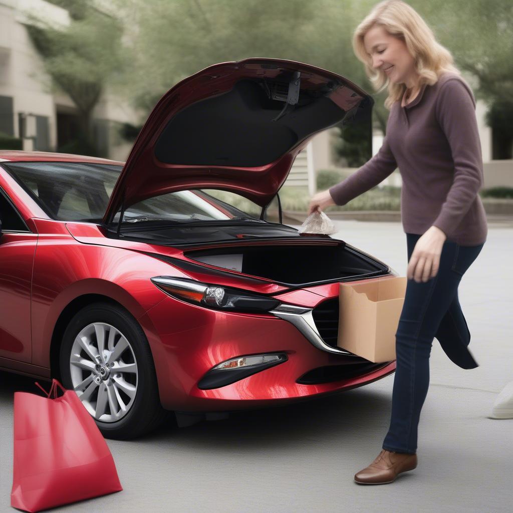 Người dùng đá cốp Mazda 3 một cách dễ dàng