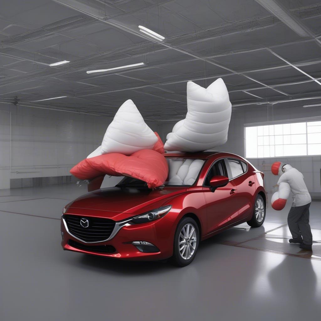 Mô phỏng hoạt động của túi khí Mazda 3 khi va chạm