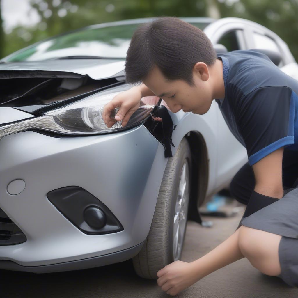 Kiểm tra ngoại thất Mazda 2 2012 cũ kỹ lưỡng trước khi mua