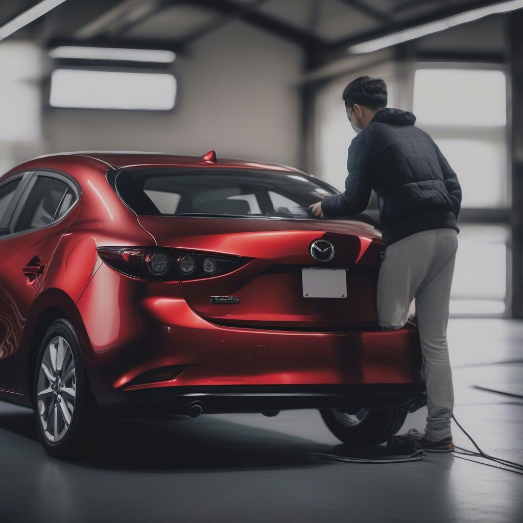 Kiểm tra xe Mazda 3 trước khi thuê