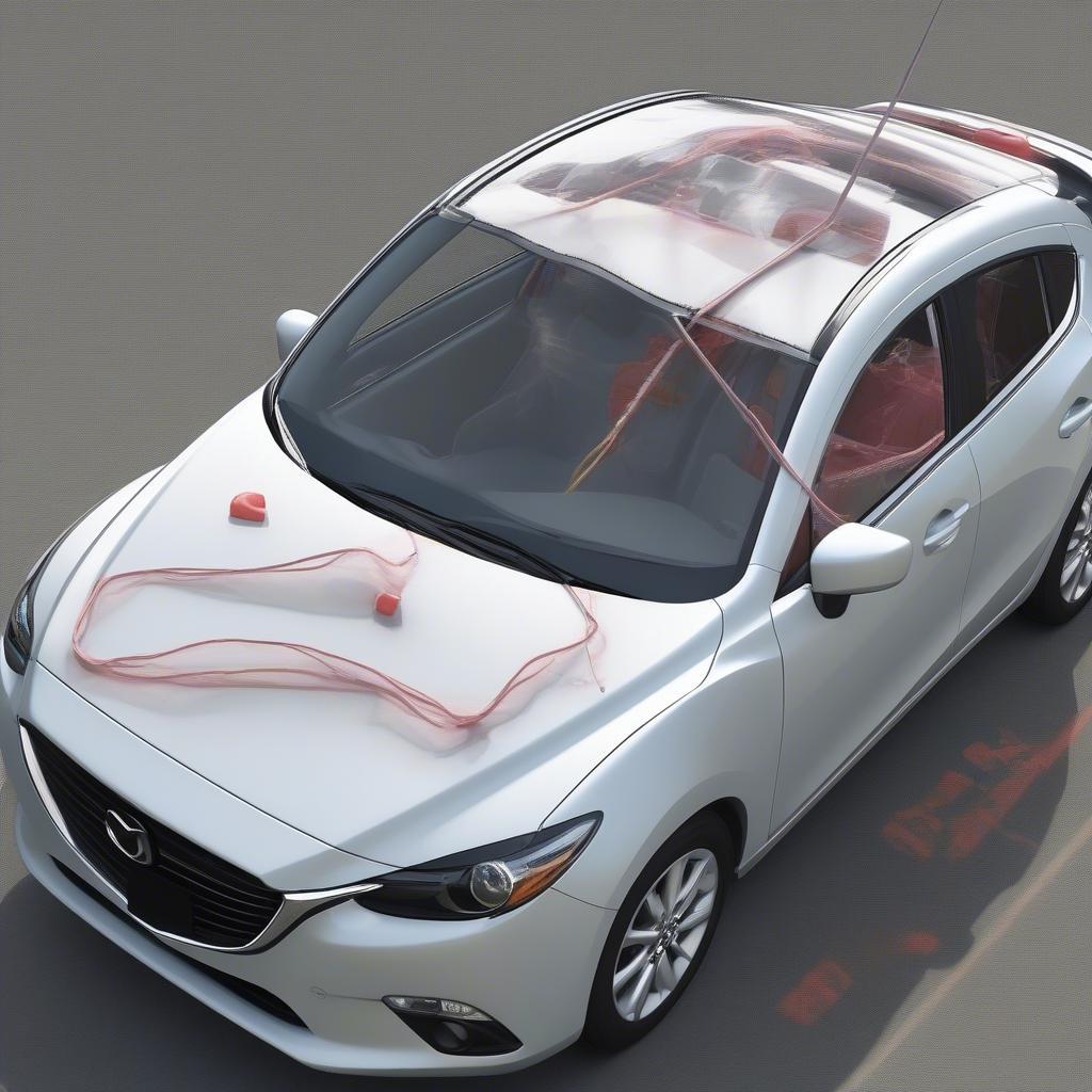 Kính chắn gió Mazda 3 hỗ trợ bung túi khí trong trường hợp xảy ra va chạm, bảo vệ người ngồi trong xe.