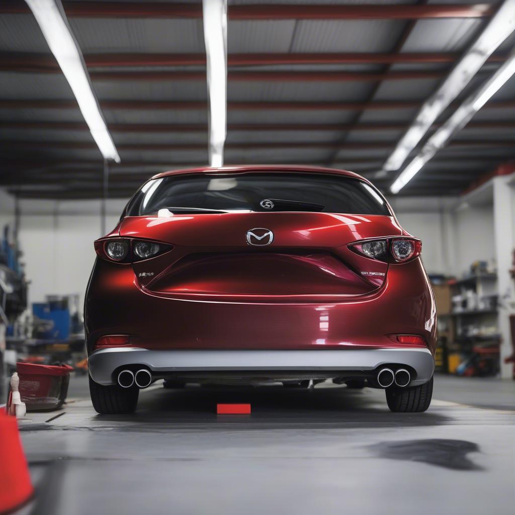 Lắp đặt lip bô đôi Mazda 3 viền đỏ tại Đà Nẵng