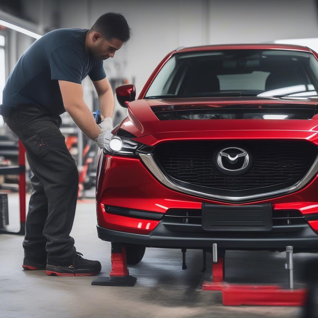 Lắp đặt ốp cản Mazda CX5 2018