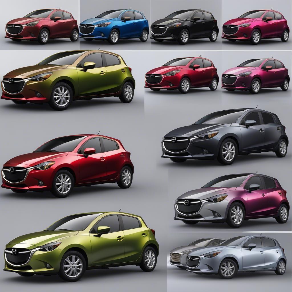 Mazda 2 với các màu sắc khác nhau