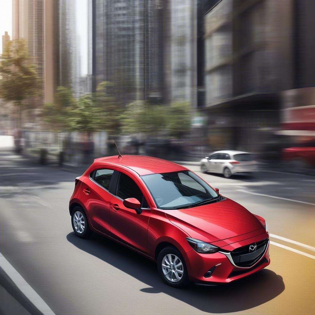 Mazda 2 di chuyển trong đô thị hiện đại