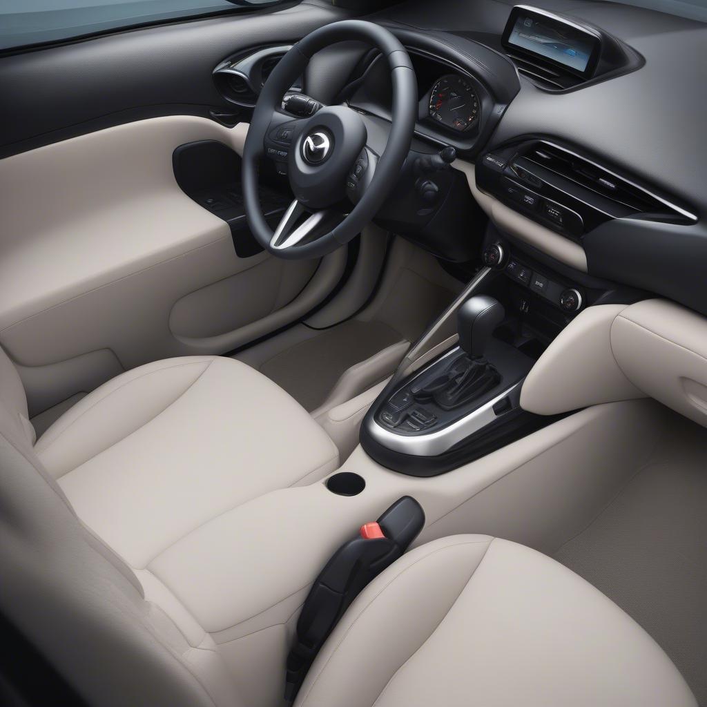 Ghế lái chỉnh điện Mazda 2 tiện nghi và hiện đại, giúp người lái dễ dàng điều chỉnh tư thế ngồi thoải mái.