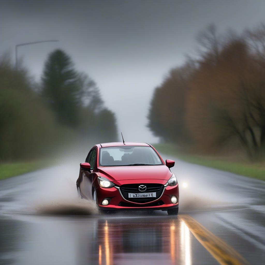 Mazda 2 mất lái khi vào cua