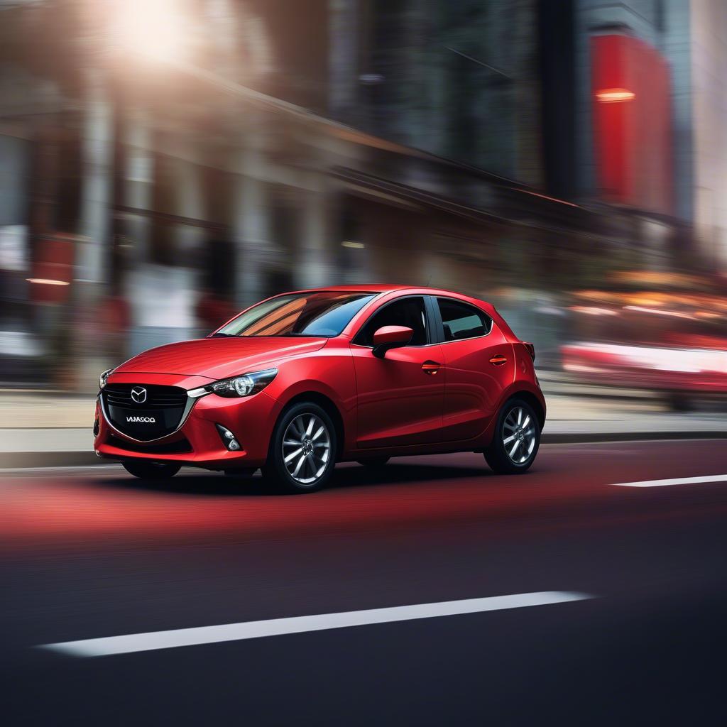 Mazda 2 màu đỏ thể hiện sự năng động và cá tính