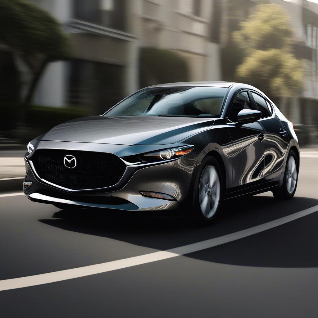 Hình ảnh Mazda 3 1.5 Sedan 2020 đang di chuyển trên đường, thể hiện khả năng vận hành mượt mà và trải nghiệm lái thú vị.