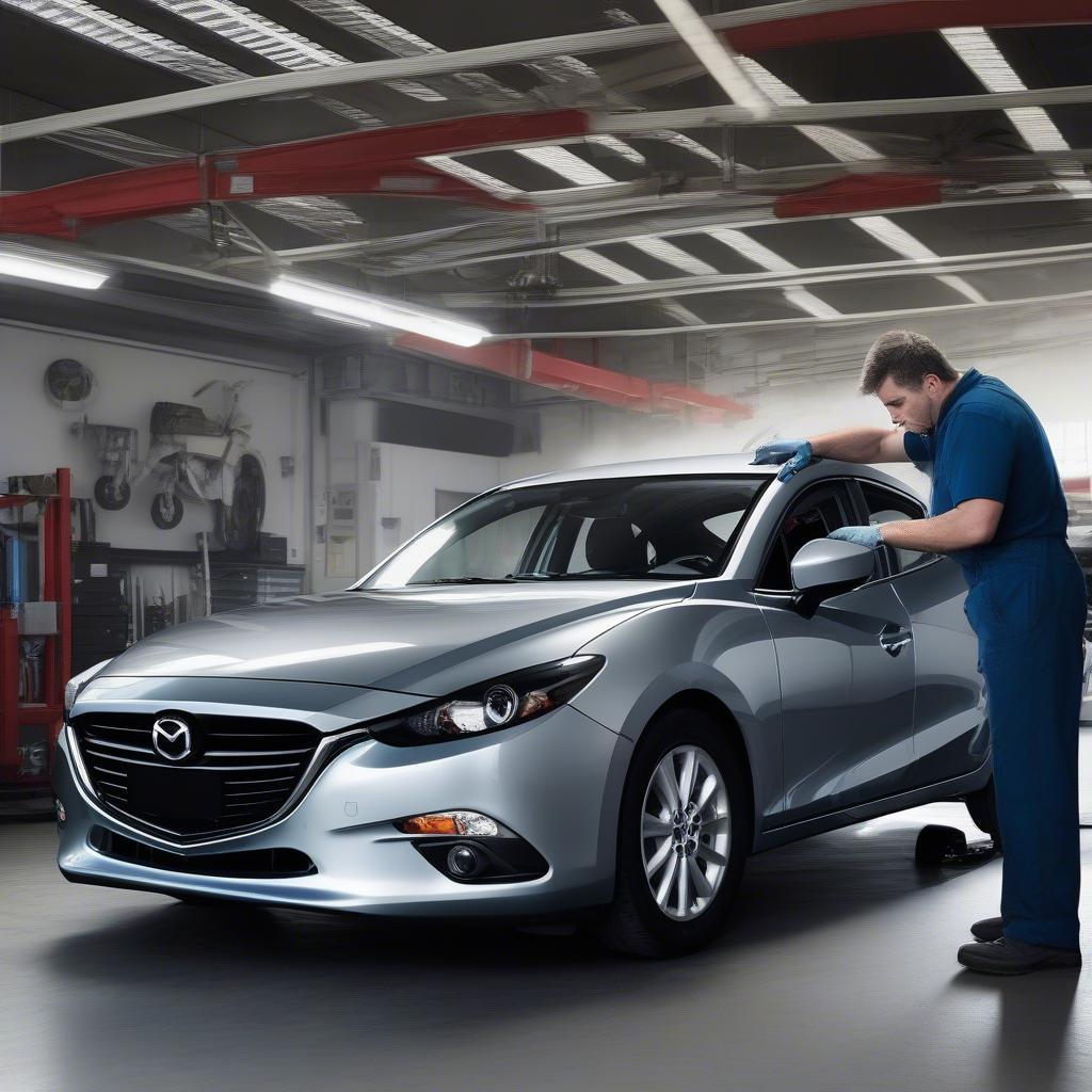 Hình ảnh Mazda 3 2016 đang được bảo dưỡng định kỳ