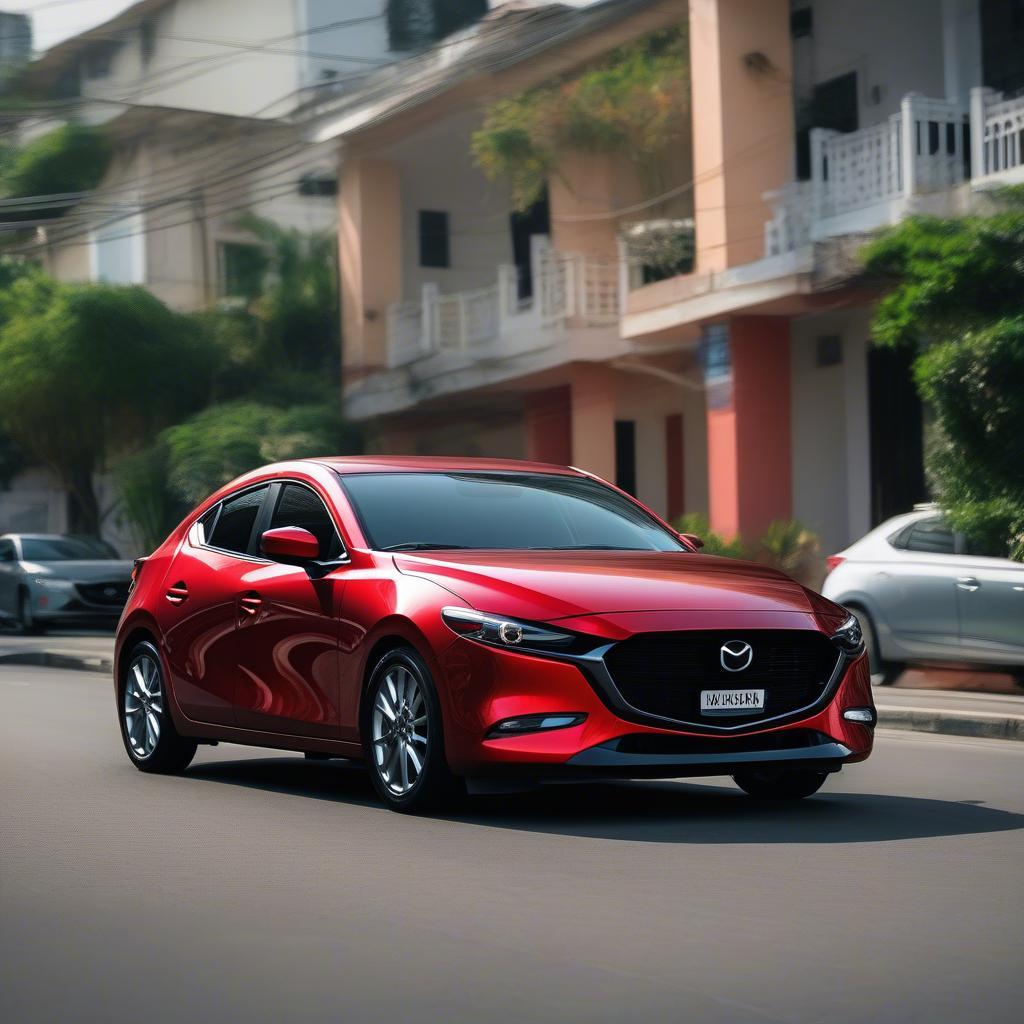 Mazda 3 độ lip bô đôi viền đỏ tại Đà Nẵng