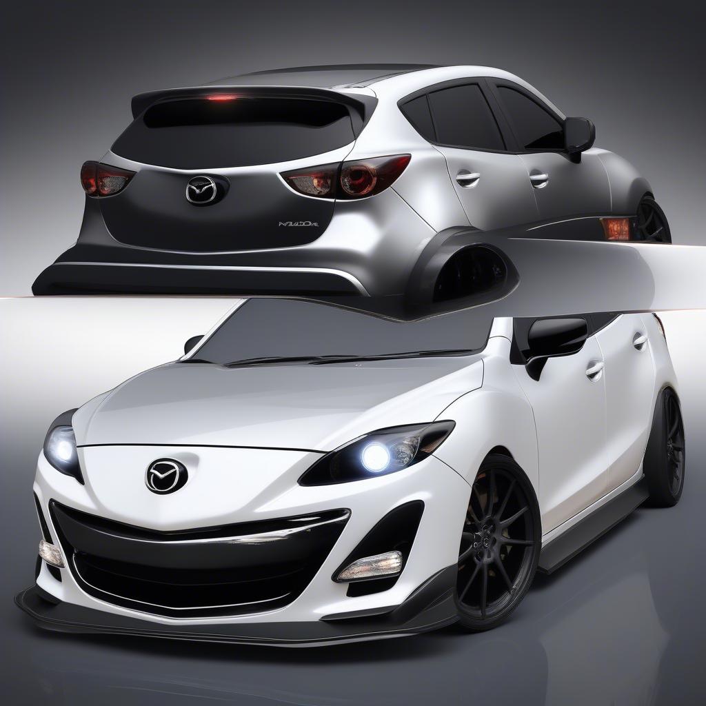 Mazda 3 độ ngoại thất thể thao với body kit, mâm xe và đèn LED