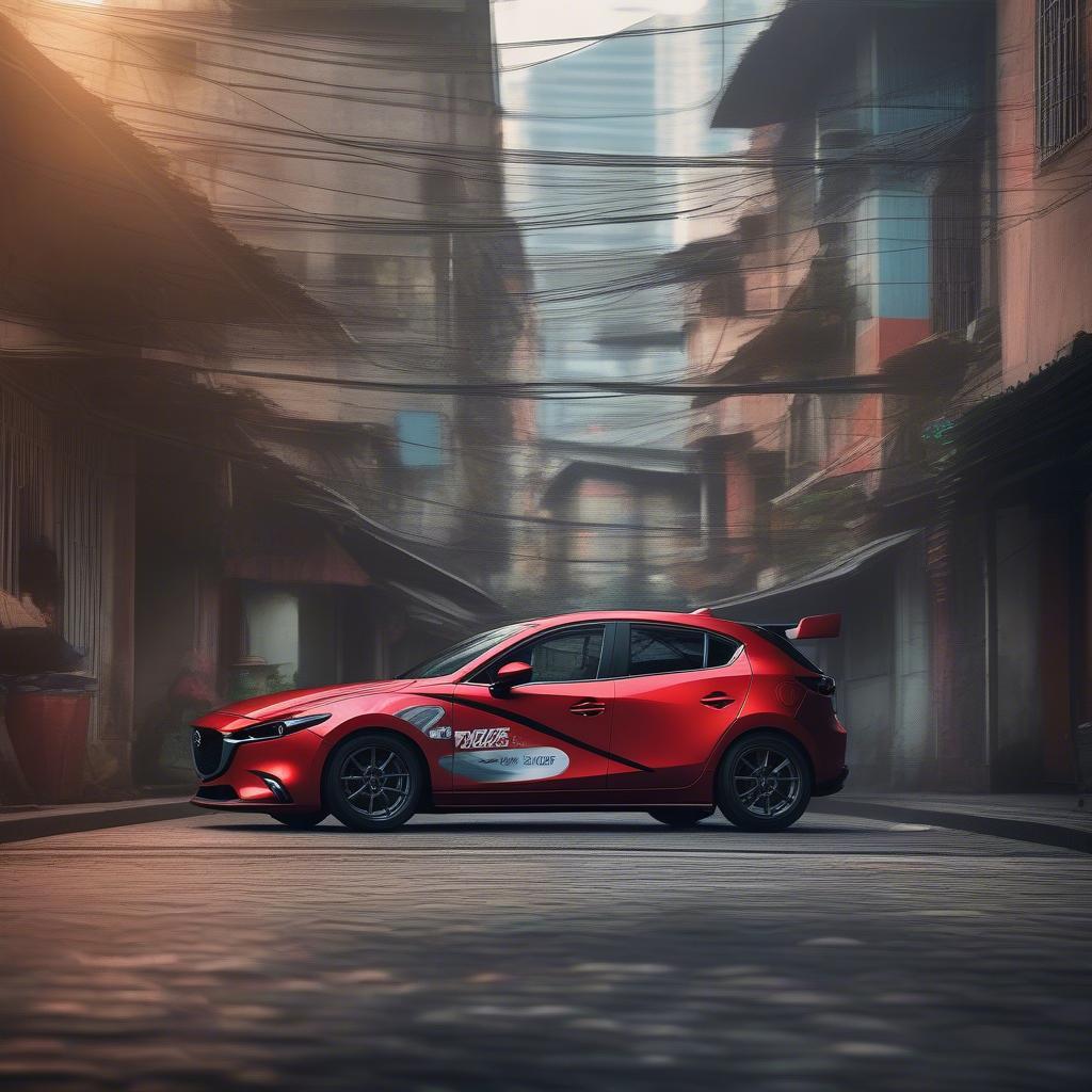 Hình ảnh Mazda 3 TCR với phông nền là đường phố Việt Nam.