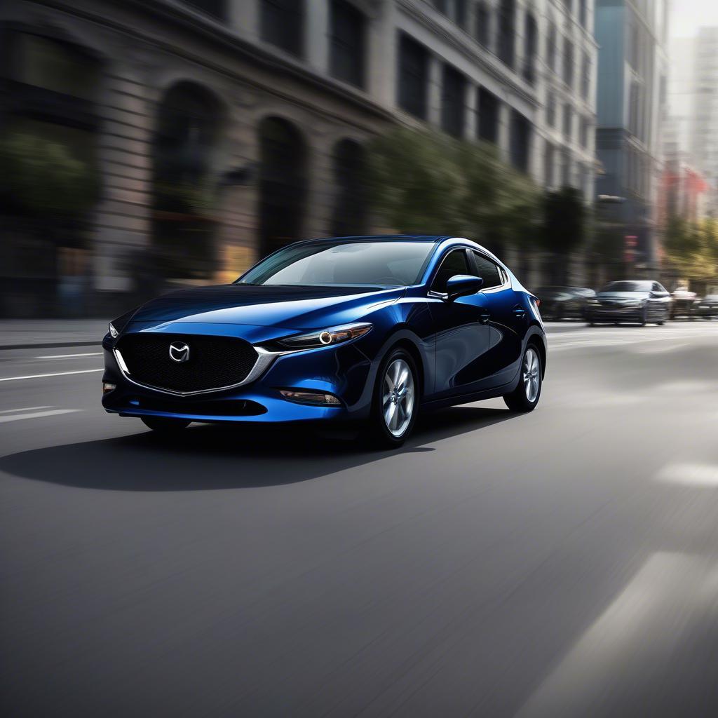 Mazda 3 màu xanh đen nổi bật trên đường phố, thu hút mọi ánh nhìn