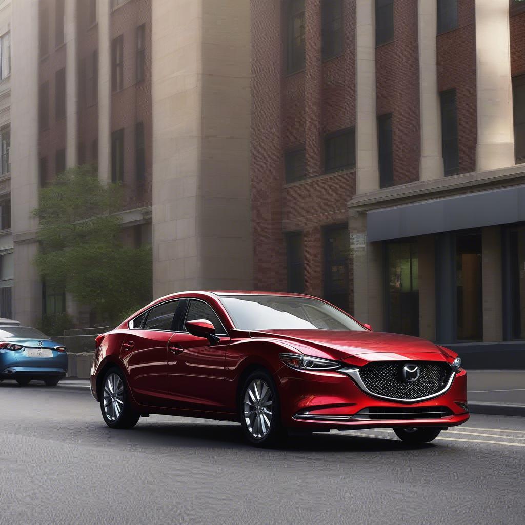 Mazda 6 2019 màu đỏ nổi bật trên phố