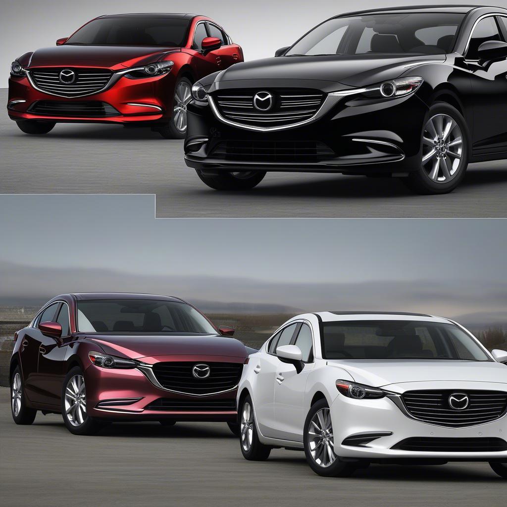 So sánh các phiên bản Mazda 6 với các màu sắc và trang bị khác nhau