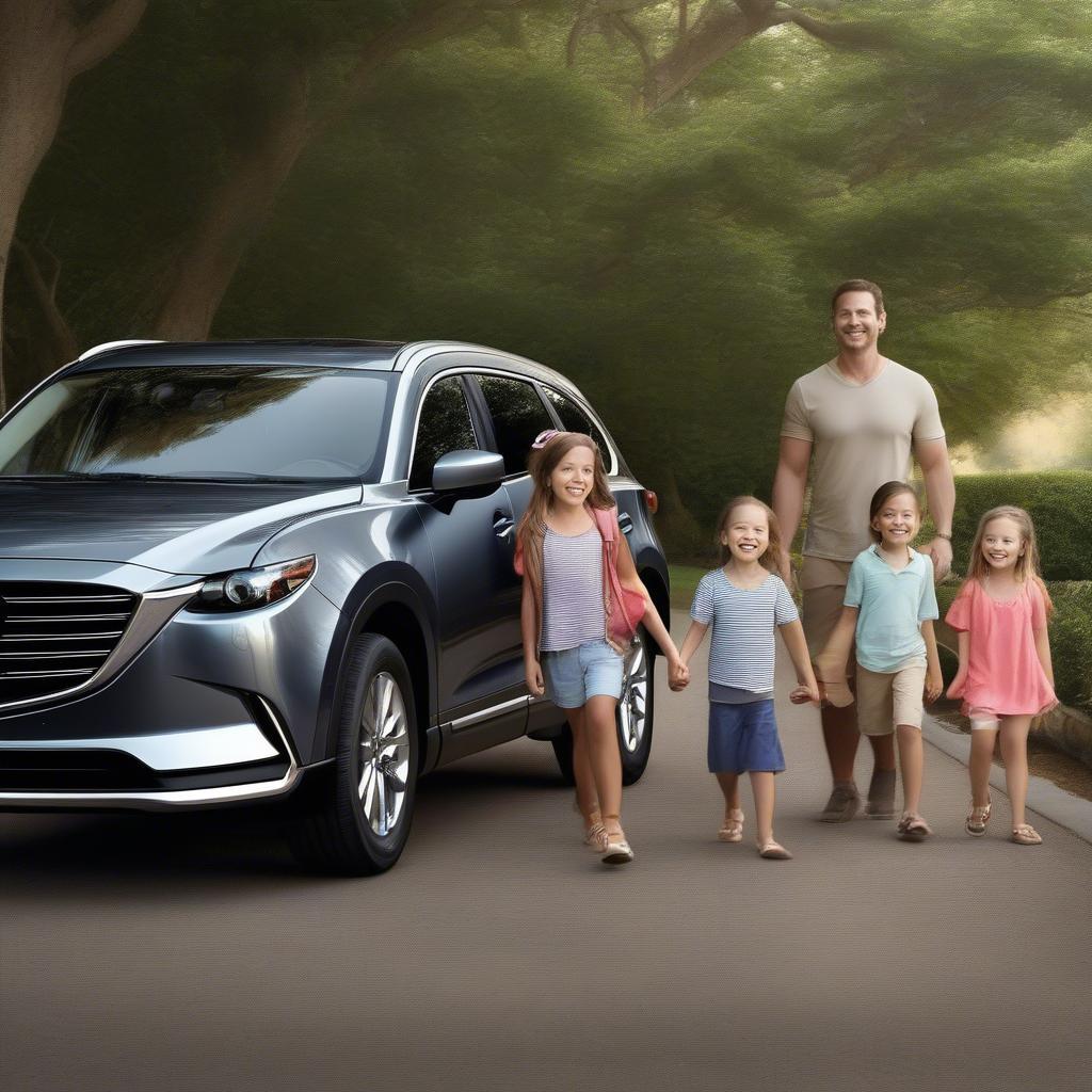 Gia đình hạnh phúc bên chiếc Mazda CX-9 đã qua sử dụng được chứng nhận